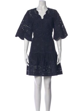 Navy Eyelet Lace Short Dress Kolbi Halperin